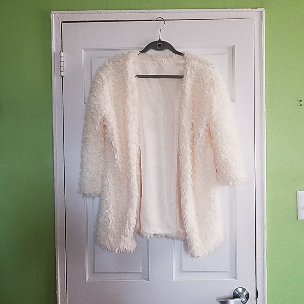 Winter white faux long coat